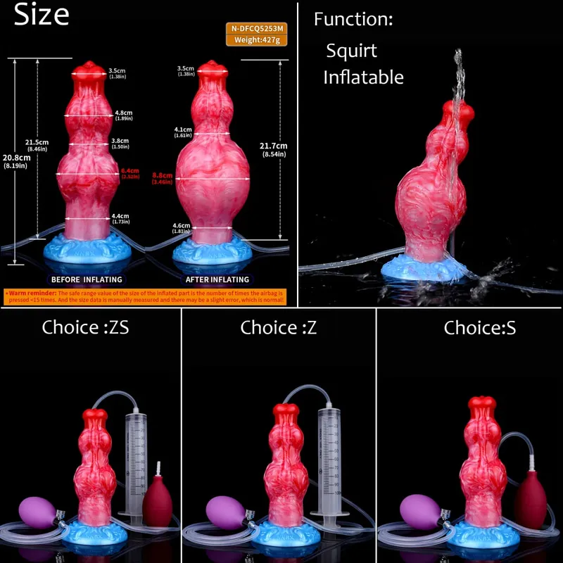 Silikon Şişme Boşalma Düğüm Yapay Penis Ayarlanabilir Çevresi Fışkırtma Fantezi At Penis Yetişkin Seks Oyuncakları Anal Dilatör — image 31