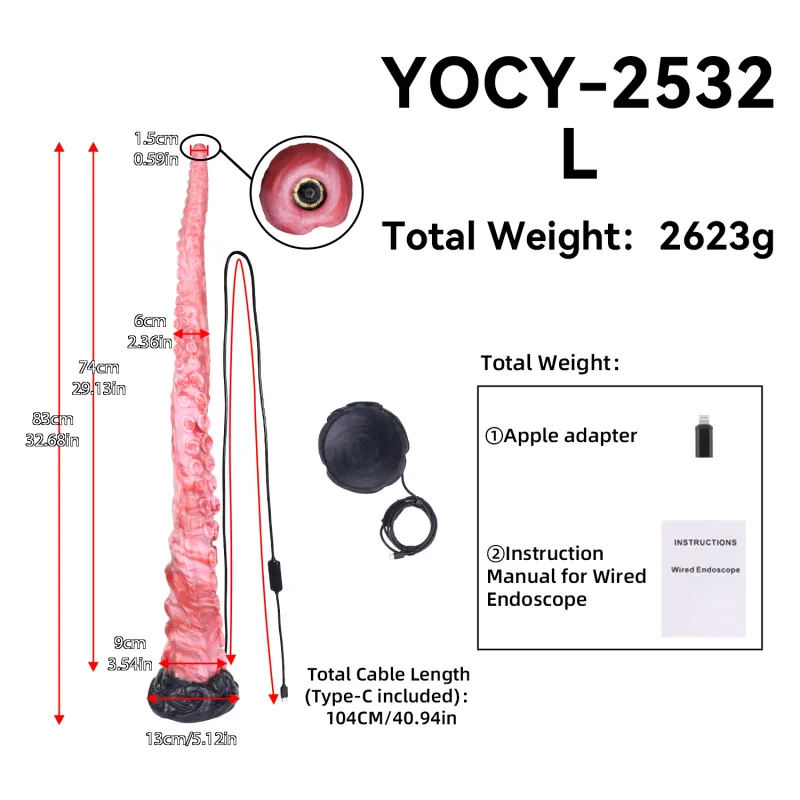 Dilatatore anale Endoscopio Speculum per fotocamera 101 cm Tentacolo estremo Dildo Butt plug in silicone Formazione Ano Espansione 18+ Giocattoli del sesso — image 9