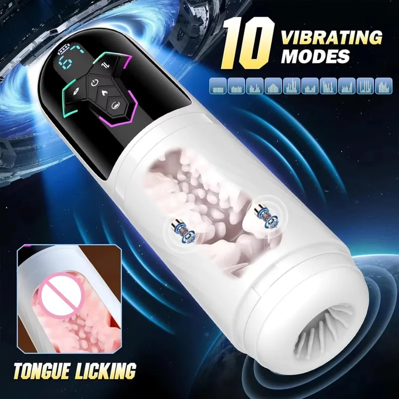Topení Automatický mužský masturbátor AI & APP Control Blowiob Machine Kapesní Pussy Penis Pumpa LCD displej Sexuální hračky pro muže