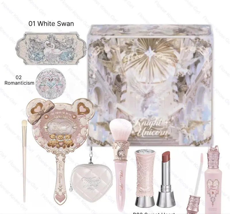 Flower Knows Full Makeup Kit Luxusní dárková krabička Paletka očních stínů Blush Krém na rty Krém na ruce Zrcátko do vlasů Přívěsek taštička s klipem Cute Beauty Cos — image 1