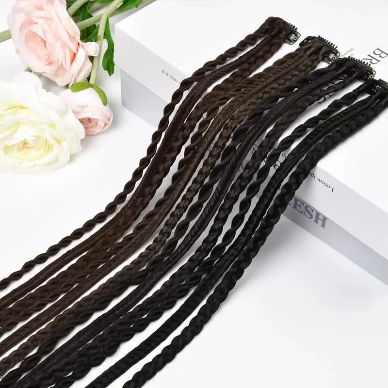 1Pc คลิปใน Braid Hair Extensions วิกผม 22 นิ้วสังเคราะห์ Braided Hairpiece 3 Braids หนึ่งคลิปสำหรับผู้หญิงทุกวันเครื่องแต่งกาย Party — image 6