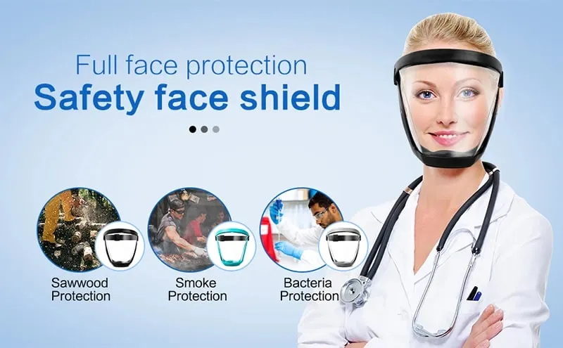 Visiera integrale trasparente Maschera antiappannamento riutilizzabile antipolvere Occhiali di sicurezza HD Protezione da cucina Maschera antispruzzo con filtri — image 8