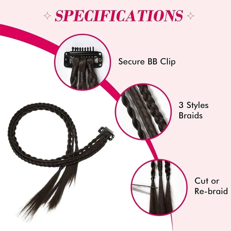 1Pc คลิปใน Braid Hair Extensions วิกผม 22 นิ้วสังเคราะห์ Braided Hairpiece 3 Braids หนึ่งคลิปสำหรับผู้หญิงทุกวันเครื่องแต่งกาย Party — image 4