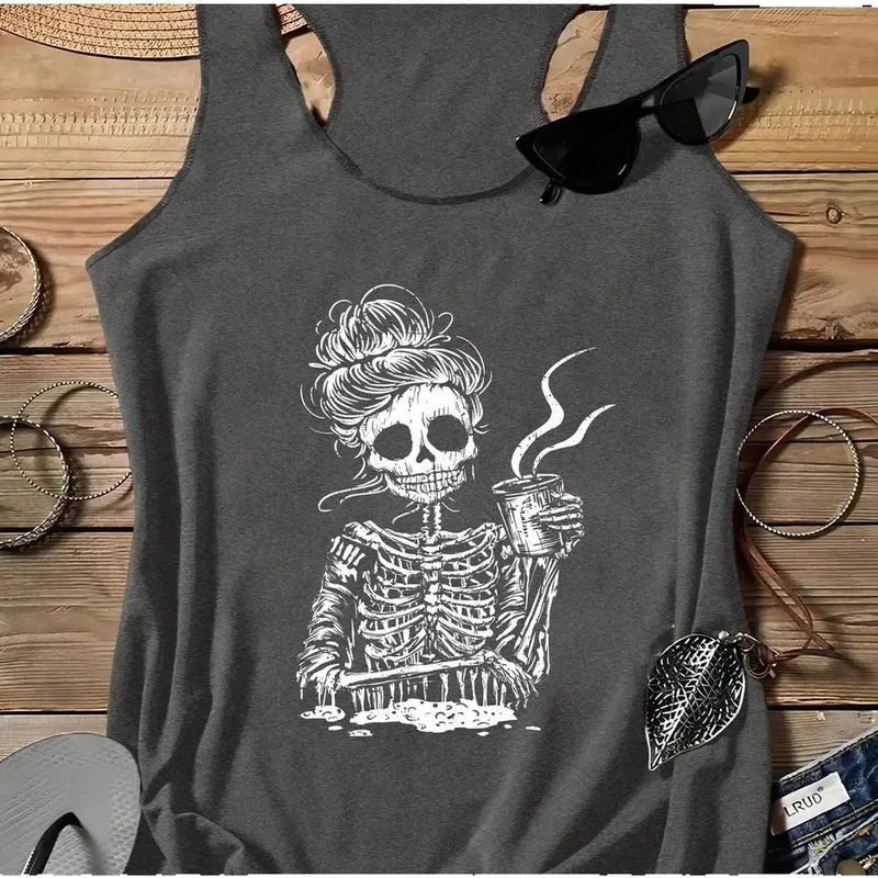 Ladies' Skeleton Print I-Back Vest A Summer Casual and Personalized Sleeveless Top in a Popular Style Perfect for Daily Wear — image 6