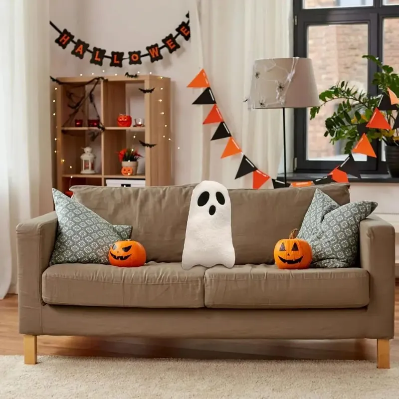 32 cm sød Halloween pude udstoppet spøgelsespude blød tegneserie spøgelsesdukke legetøj udstoppet plys Hjem Halloween dekorationer — image 9