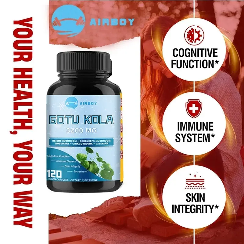 Gotu Kola Capsules - ระบบภูมิคุ้มกันความรู้ความเข้าใจสมอง อาหารเสริมพลังงานผิวและการไหลเวียน - อาหารเสริมที่ไม่ใช่จีเอ็มโอและปราศจากกลูเตน — image 4