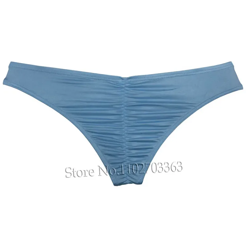 Cuecas de biquíni masculinas, cuecas triangulares, franzir as costas, micro cuecas elásticas brilhantes, verão, cintura baixa, praia, sexy, sedoso e suave — image 24