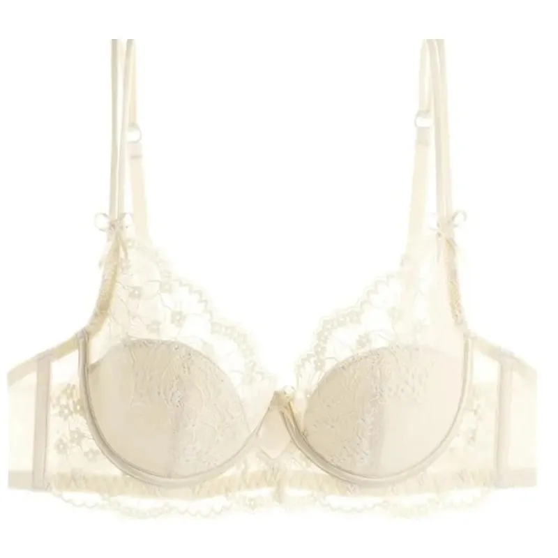 סט חזיית תחרה לנשים בכיסוי מלא דק מזעור Push-Up Anti-Sag הלבשה תחתונה רכה לחזה גדול לנשים קורבי יום מזדמנים — image 2