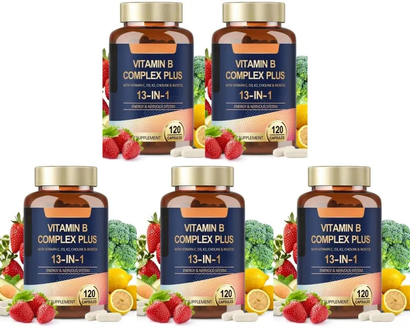 วิตามิน B Complex Plus13-in-1 120 มังสวิรัติแคปซูลพลังงานสนับสนุนสุขภาพภูมิคุ้มกัน Nerve Function Skin Wellness สารต้านอนุมูลอิสระอาหารเสริม — image 11