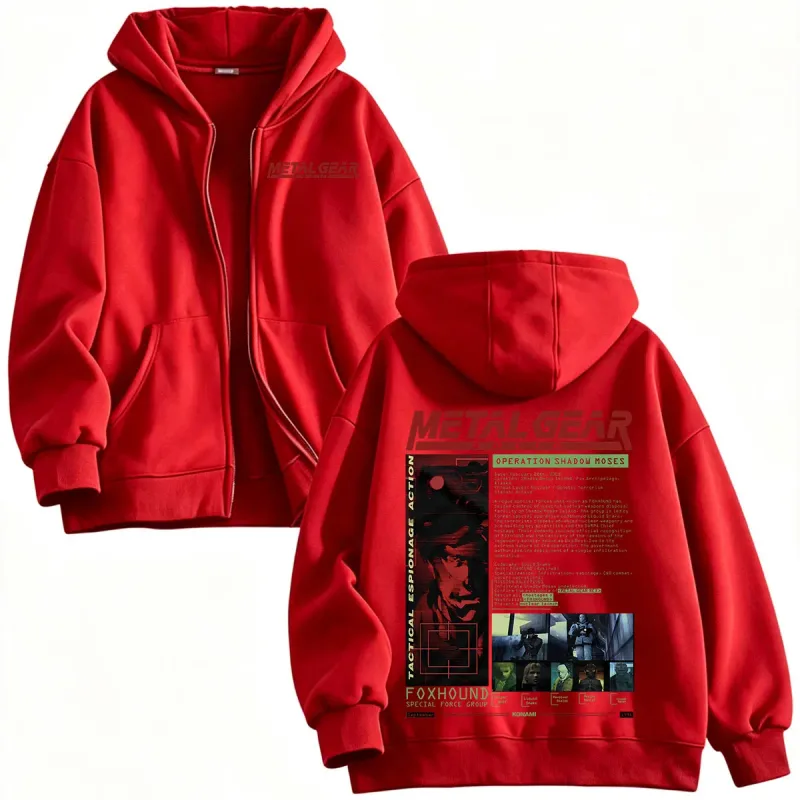 Metal Gear Solid MGS1 Solid Snake Game Zipper Hoodies Men's Women Clothing Fashion Gothic Zip Up Hooded Sweatshirts Jackets Coat — image 9