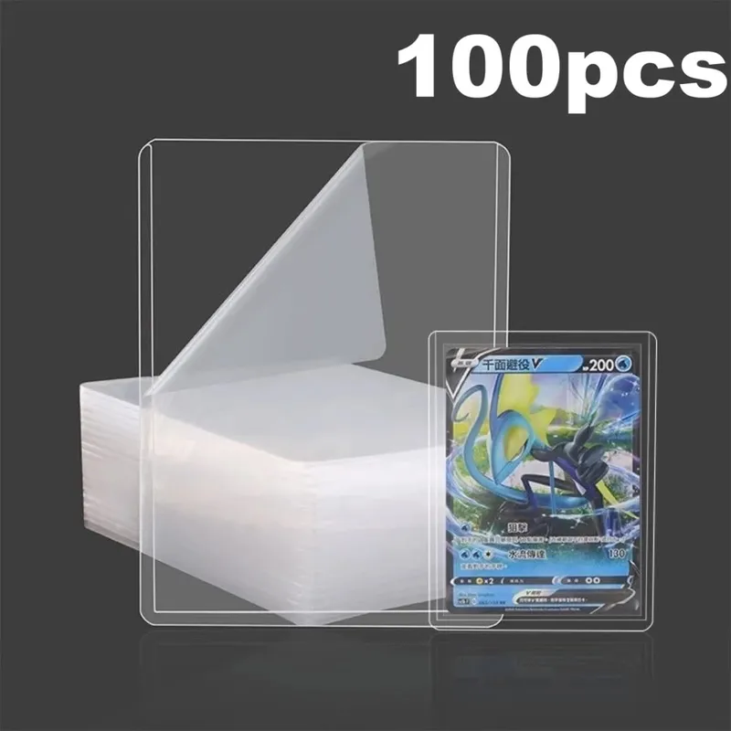25-100 pces 3 "x 4" manga de cartão duro claro anti risco protetor para pokemon jogo beisebol esportes cartão negociação proteger toploaders — image 10