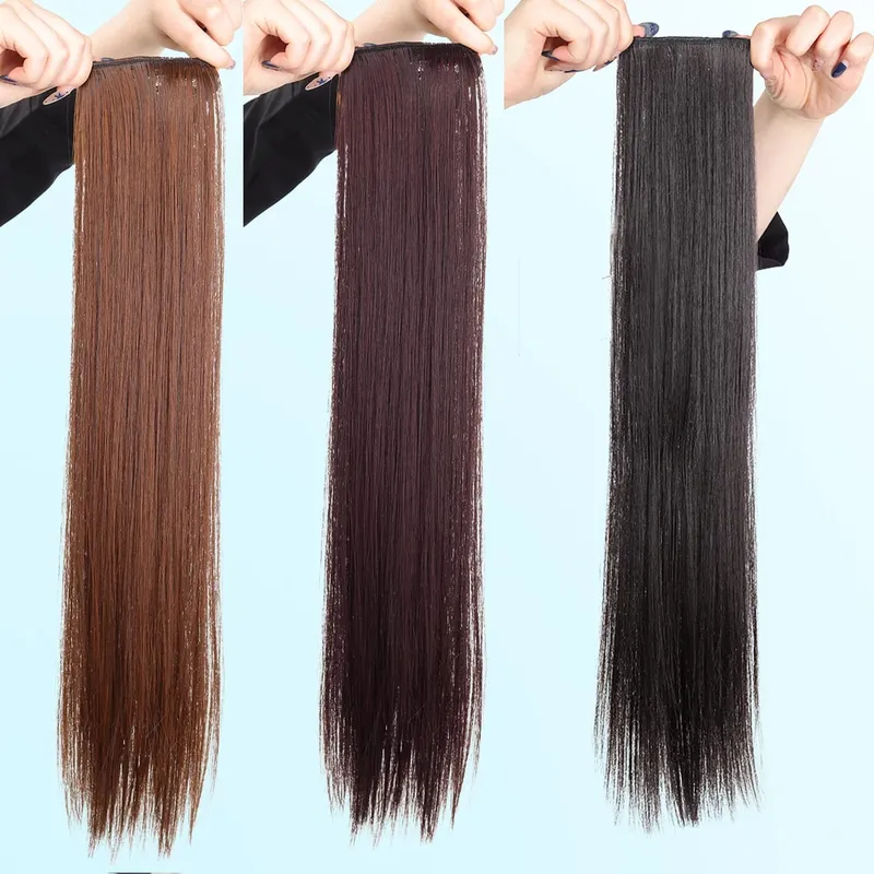 1pcs synthetic 16“20"24“ clip hair extension piece wig women's lightweight top replacement long straight hair — image 6