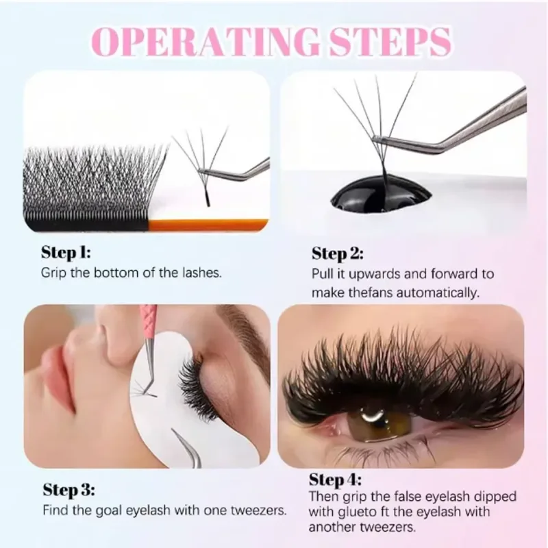 2D 3D 4D 5D W Tvar Automatické kvetení Premade Vějířky Prodlužování řas Přirozeně jemné Individuální Řasy Makeup Cilia — image 4