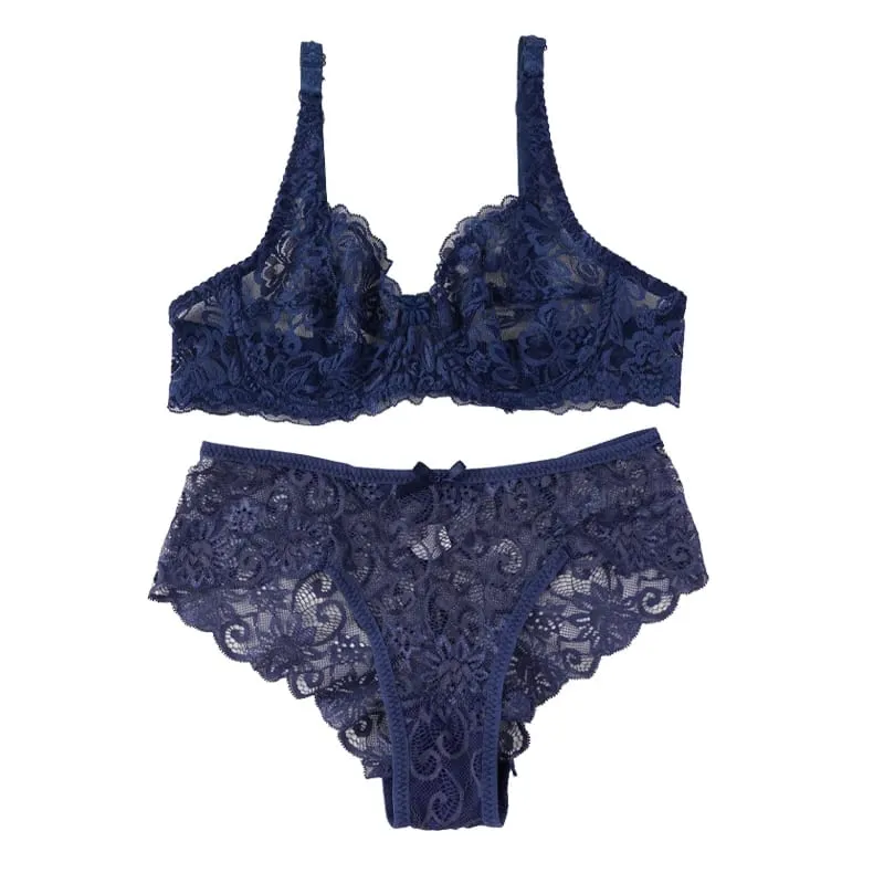 Sexy Spitze Bh Set Frauen Push-Up Nicht-pad Atmungsaktive Bügel Dünne Feste Höschen Unterwäsche Exquisite Dessous Täglichen — image 9
