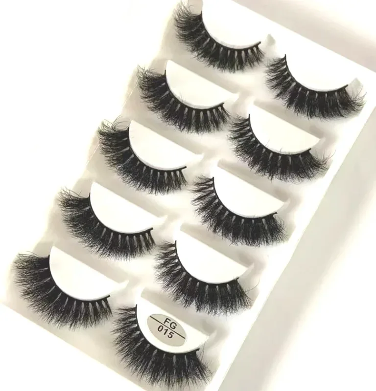 5 Pasang Bulu Mata Mink Buatan Tangan Bulu Mata Palsu Pendek Lebat Asli Bulu Mata Berantakan Panjang Bulu Mata Makeup Peringkat Boleh Diguna Semula — image 30