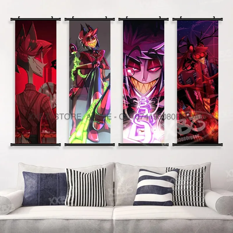 Simple Black Comedy Hazbin Hotel Home Decoration Hanging Painting Cartoon Wall Artwork Scrolls Picture Room Canvas Print Posters — image 2