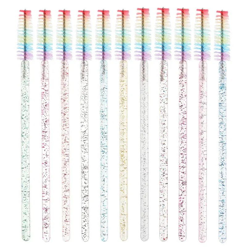 50pcs Berus Bulu Mata Kristal Boleh Pakai Sambungan Bulu Mata Berus Makeup Tongkat Maskara Aplikator Sikat Kening Berus Mikro Pelangi — image 6