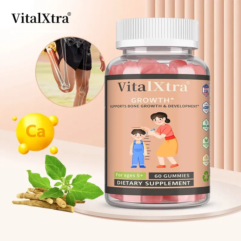 Gummies Pertumbuhan Tinggi Kanak-kanak - Makanan Tambahan Pertumbuhan Tinggi Remaja - Mengandungi Vitamin Kalsium D K Ashwaganda — image 1
