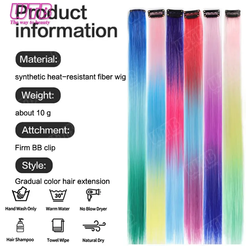 WTB ต่อผมสังเคราะห์สี BB คลิปต่อผมไล่ระดับสีสไตล์ไล่ระดับสีเหมาะสำหรับการสวมใส่ในชีวิตประจำวันของผู้หญิงและวันหยุด — image 7