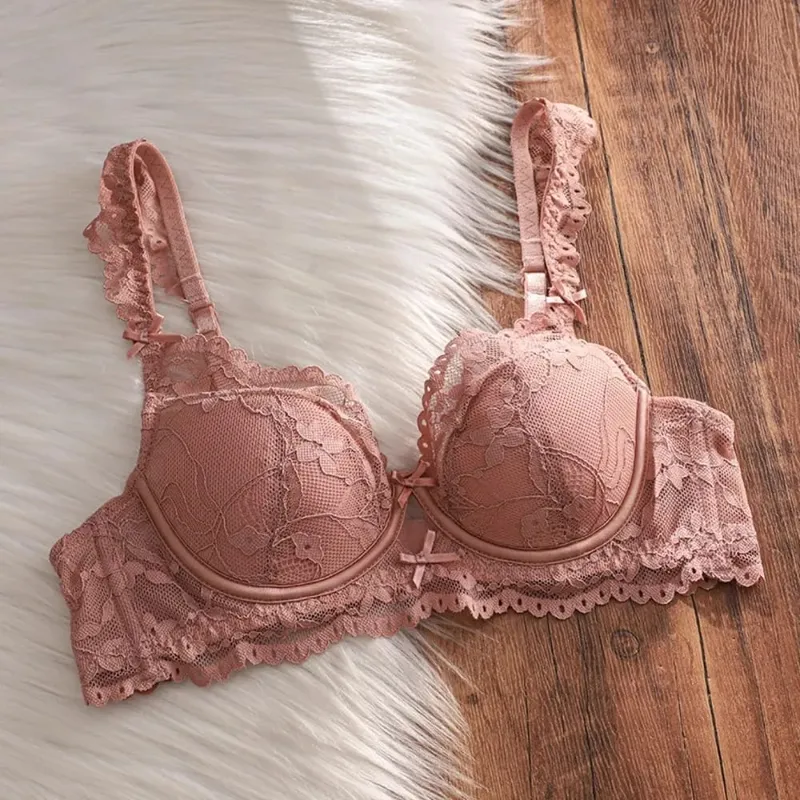 Set Bra Pakaian Dalam Renda Perancis Berwayar Dalam Cawan Nipis Sokongan Sisi Anti Kendur Seluar Dalam Wanita Mesra Payudara Penuh 32‑38AB — image 6