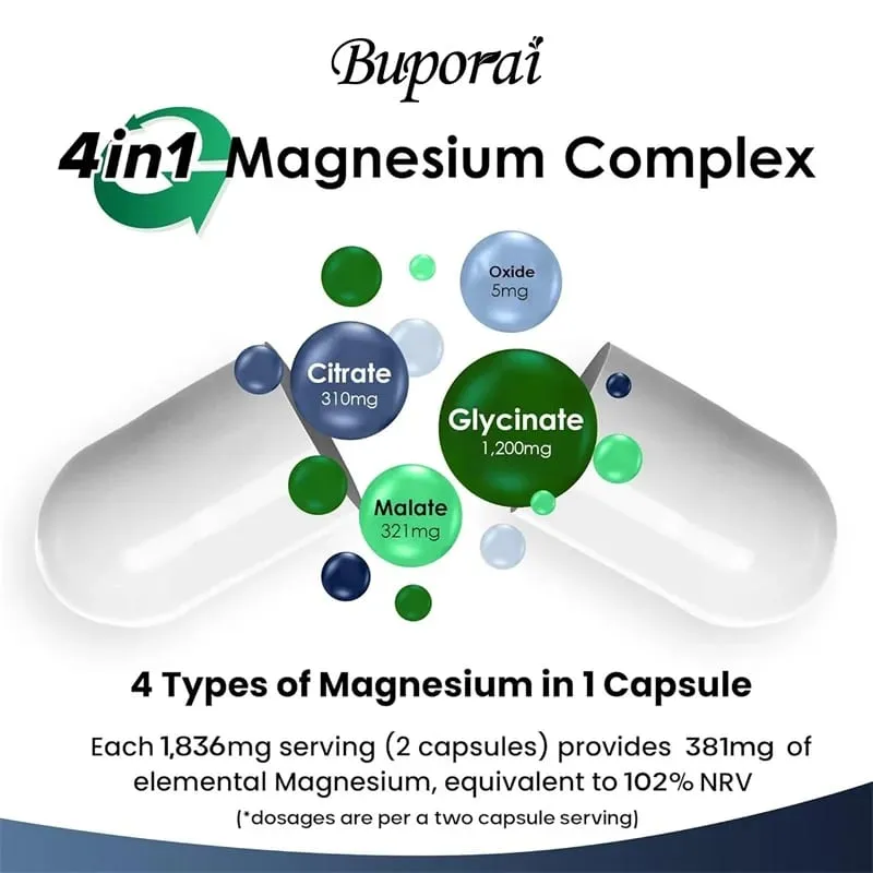 Magnesium 4-in-1 Complex - Supports Immune Health Promotes Muscle Relaxation and Bone Health and Helps Improve Sleep — image 4
