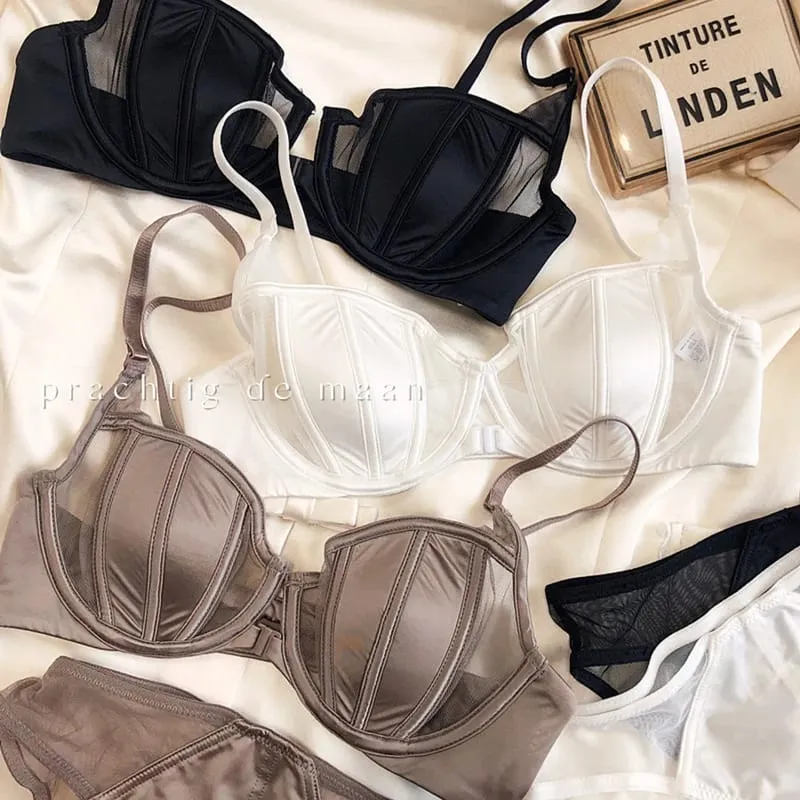 ฤดูร้อนลูกไม้บางถ้วยผู้หญิงชุดชั้นในด้านหน้าหัวเข็มขัด Push Up Bra ชุดปรับสายรัด Brassiere สวยกลับชุดชั้นใน — image 4