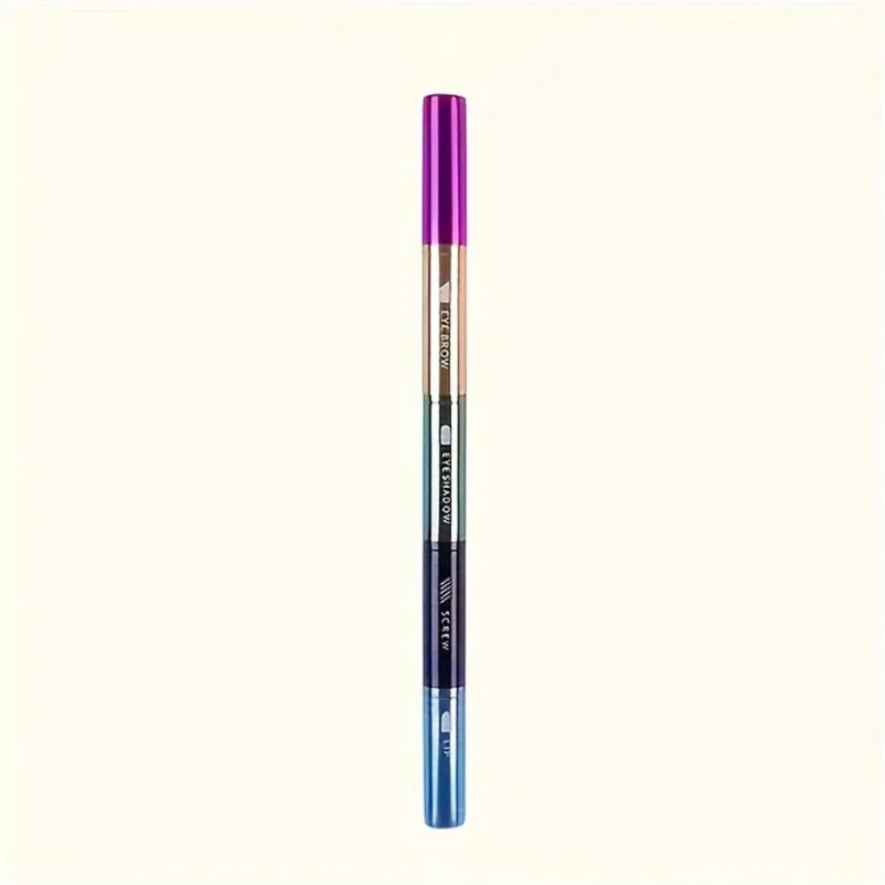 ชุดแปรงแต่งหน้าแบบพกพา 4-in-1 โลหะ Handle Eyebrow & Lip Brushes พร้อมขนตาและอายแชโดว์ Applicators Travel-Friendly