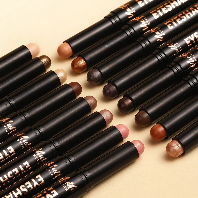 Bâton de fard à paupières Double tête, 16 couleurs, nacré, chatoyant, marron, crème hautement imperméable, crayon d'ombre à paupières, maquillage longue durée pour les yeux — image 7