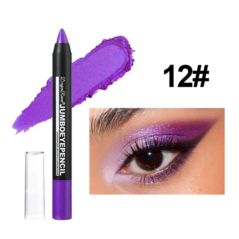 สีเขียวอายแชโดว์ดินสอกันน้ำ Pearlescent METALLIC Glitter Eye Shadow Stick ปากกาเน้นข้อความเครื่องมือแต่งหน้า Eye 12 สี — image 18