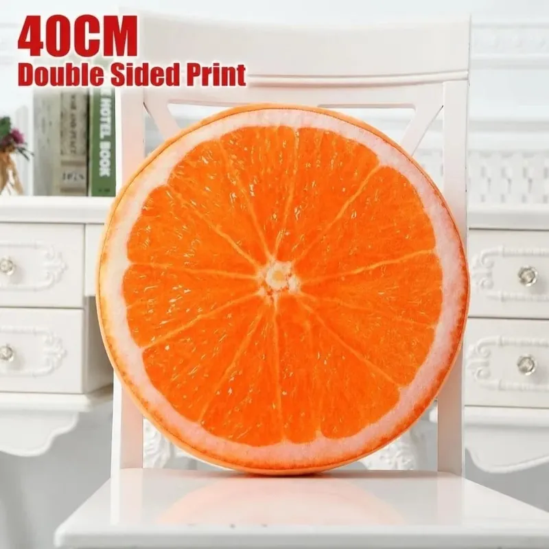 Zachte Ronde Fruit Kussen Simulatie Fruit Slice Print Zitkussen Gevulde Innerlijke Pluche Stof Sofa Kussen Sofa Decor — image 8