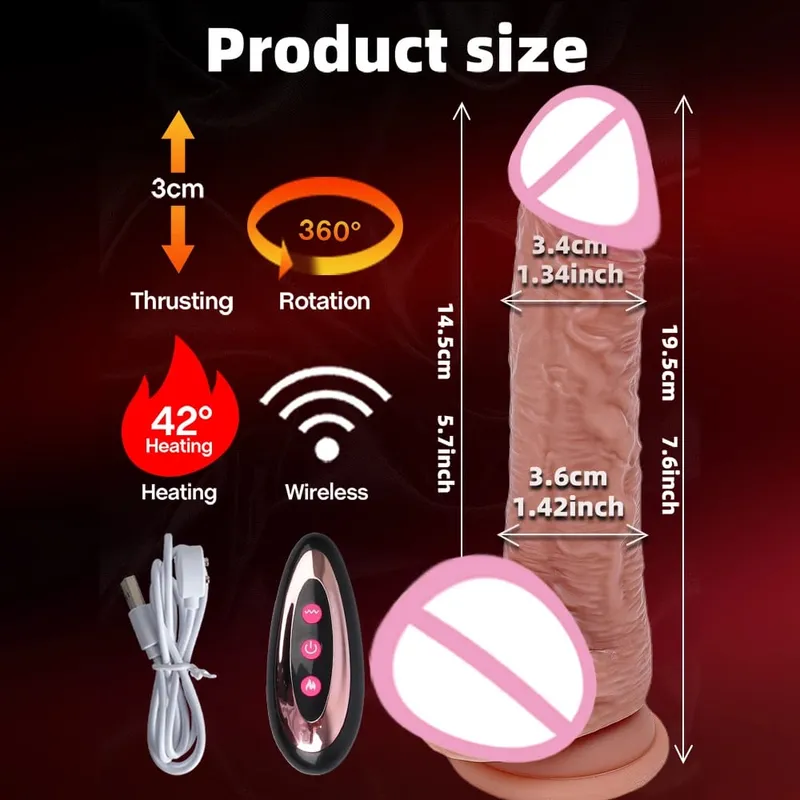 Huge Big Soft Vibrator Heating Realistic Dildo for Woman Men Wireless Telescopic Dick Masturbator Penis G Spot Vagina Anal — image 9