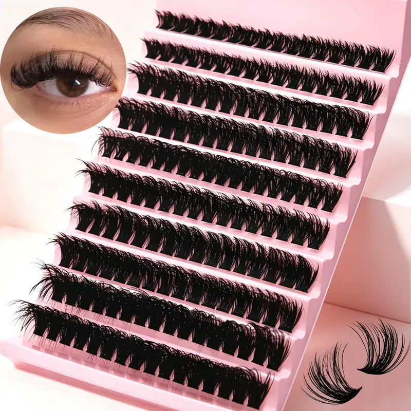 Extensions de cils en grappe à faire soi-même, boucles D, cils individuels moelleux, segmentés, réutilisables, pour débutants, maquillage des yeux à domicile
