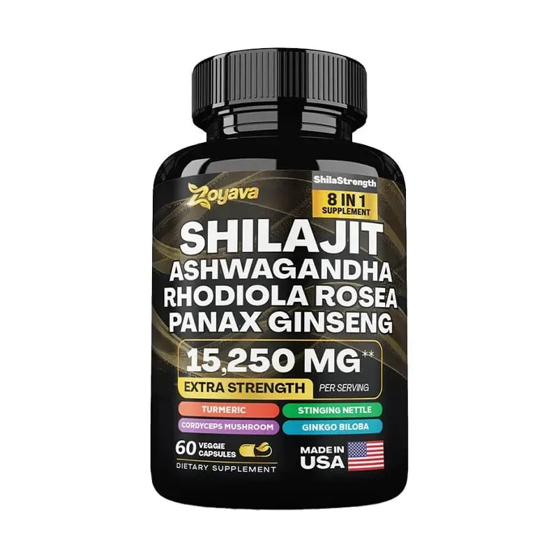 8 in 1 보충제 - 뇌 기억력 집중 에너지 면역 건강을 위한 인삼 Ashwagandha 함유 Shilajit