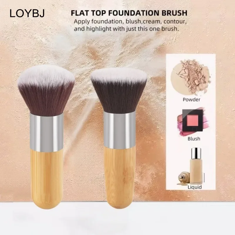 Bamboe handvat Foundation Brush Los poeder Make-up kwasten Blush Contour Vloeibare Foundation Cream Professionele gezichtsschoonheidstools — image 2