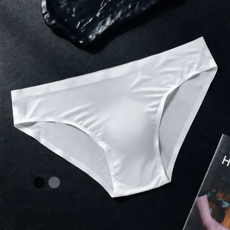 Slip sans couture pour hommes, sous-vêtements en soie glacée, pochette 3D, respirant, séchage rapide, taille basse, élastique, doux, couleur unie — image 11