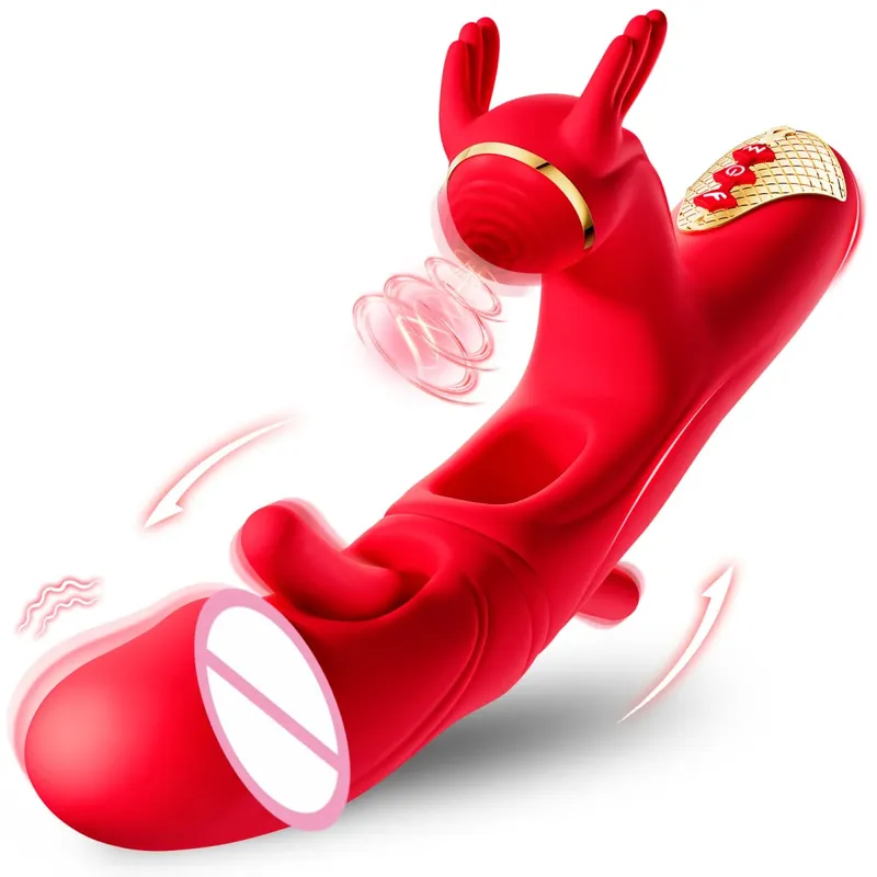 4in1 vibratore vibratore con vibratore per donne riscaldamento stimolatore del clitoride del punto G succhiare massaggiatore vaginale giocattoli del sesso masturbatore femminile — image 1