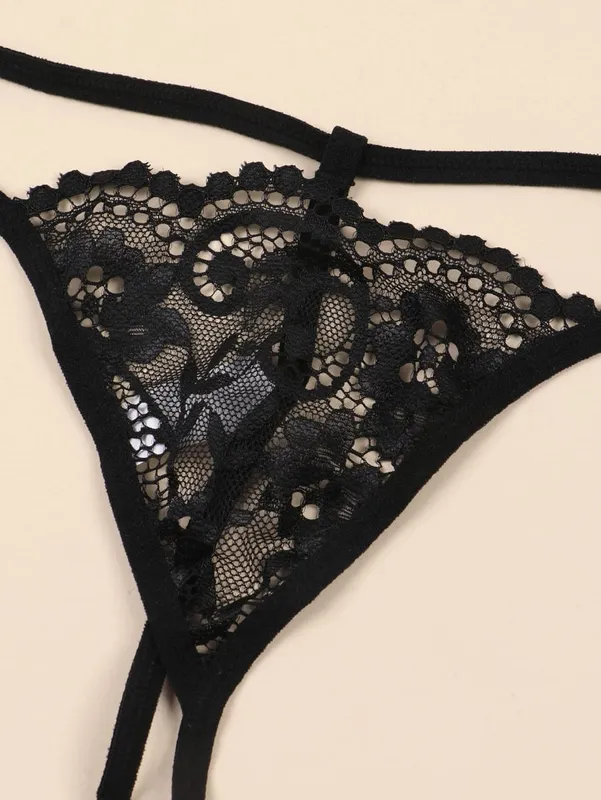 Varsbaby ผู้หญิง Lace Bra ชุด 2pcs สายฟรีสามเหลี่ยมถ้วย Brassiere Lace SHEER Panty สำหรับผู้หญิงโรแมนติกชุดชั้นในชุดชั้นใน — image 5