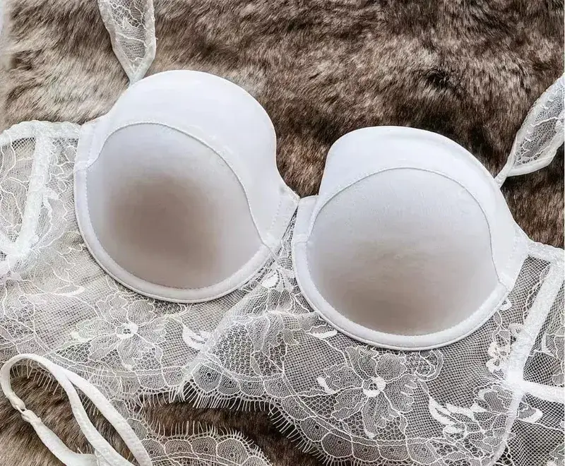 Sexy Lace Underwear Female Poly Poly Thin Soft Steel Ring up Support Anti-Sagging Collect Vice Breasts Solid Color Back Bra Set — image 7