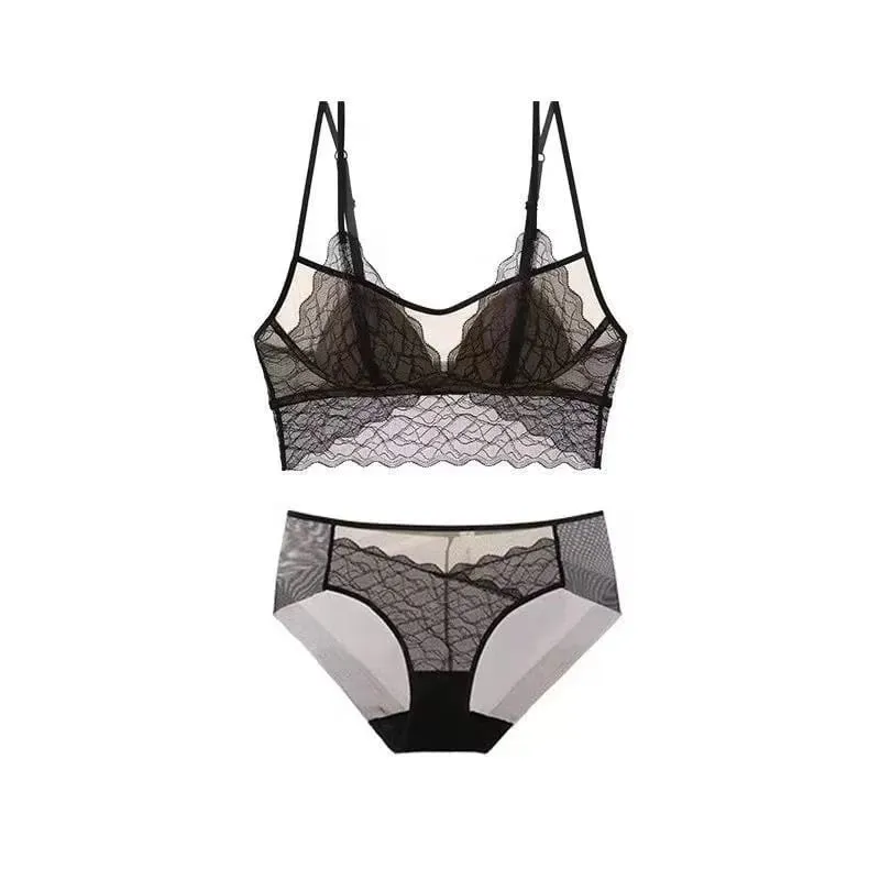 Bralette Renda Seksi Tanpa Berwayar | Bra Piala Segitiga Perancis | Musim Panas Nipis Bernafas untuk Wanita | Slimming Strappy Back Lingerie — image 10