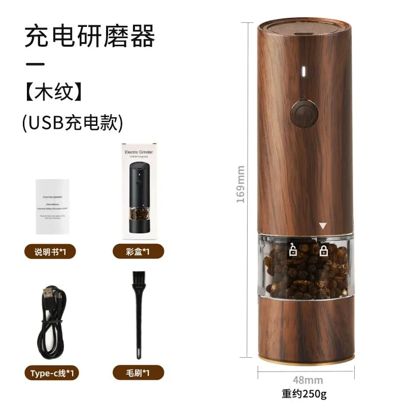 Conjunto elétrico automático de moedor de sal e pimenta, recarregável com usb, moedor de especiarias ajustável, ferramentas de cozinha — image 15