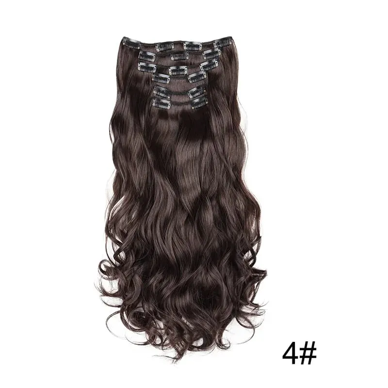 22Inci Sintetik 6pcs/set Sambungan Rambut Kerinting Panjang Tebal Potongan Rambut Lembut untuk Liputan Garis Rambut Pendek untuk Penggunaan Harian Wanita — image 12