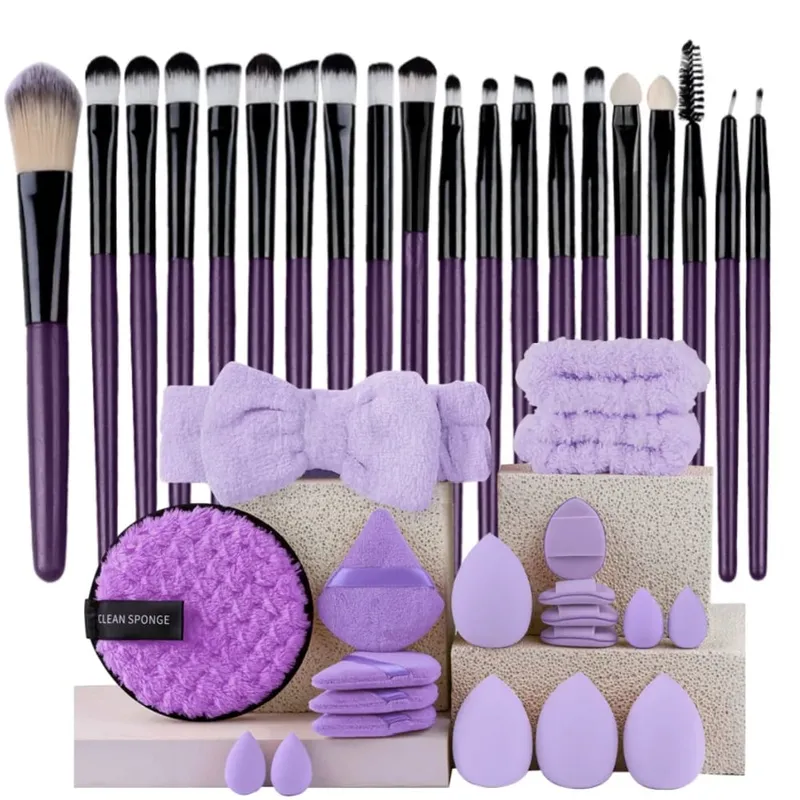 Set Berus Mekap Premium Synthetic Kabuki Foundation Concealers Powder Blush Blending Face Eye Shadow Brush Set — image 16