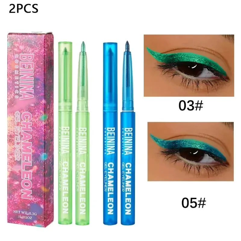 Bunglon Berkilat Yellow Eyeliner Gel Pen Pembayang Mata Metalik Multicolor Eye Liner Pearlescent Polarized Solek Pigmen Mata Dalam