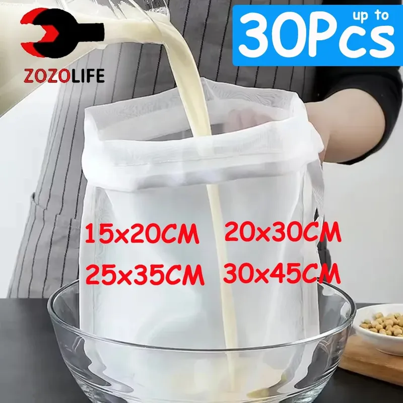 1/30 Stück 100 Mesh Sojamilch Nylon Filterbeutel Muttermilchbeutel Netto Joghurt Tee Kaffee Öl Lebensmittelpresse Filter Siebe Mesh Siebbeutel — image 2