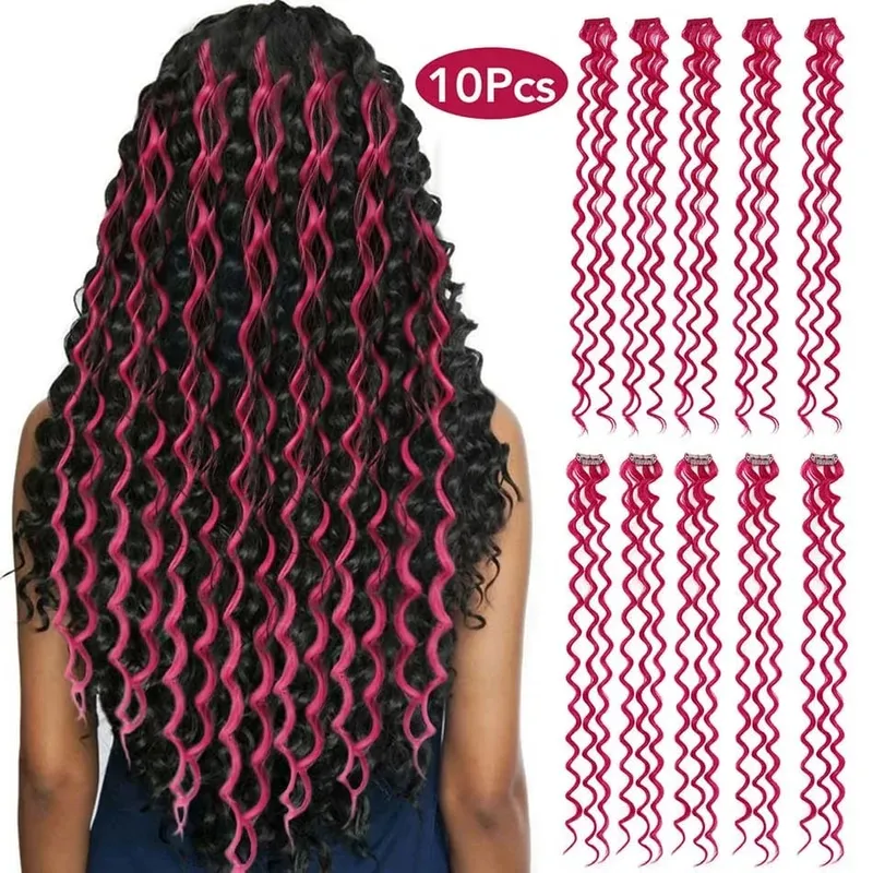 24Inch Deep Wave Hairpiece Synthetic Hair Extensions 10 Pcs/Set Clip In Hair Extension Multiple Pure Color Clip In One Piece — image 8