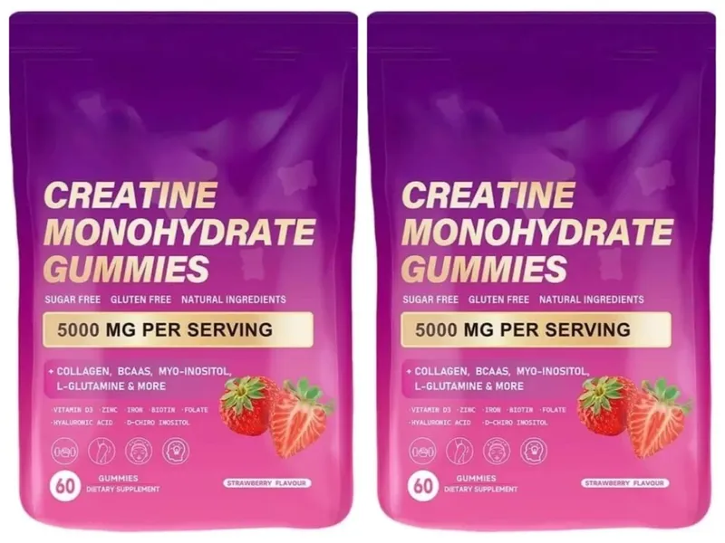 Kreatin Monohydrat Gummies 60 Count med kollagen biotin vitamin D3 og hyaluronsyre til daglig restitution før og efter træning — image 8