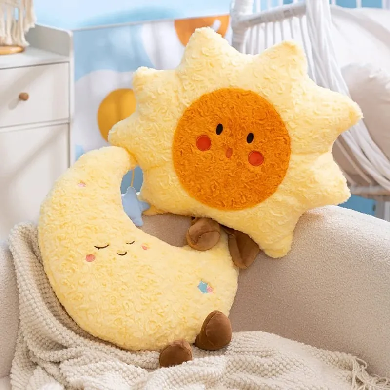 45cm Cute Plush Home Decorative Cushion Pillow Stuffed Sun Moon Plushies Huggable Sleep Pillow Girl Gift — image 2