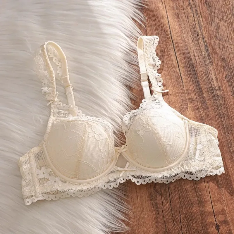 Set Bra Pakaian Dalam Renda Perancis Berwayar Dalam Cawan Nipis Sokongan Sisi Anti Kendur Seluar Dalam Wanita Mesra Payudara Penuh 32‑38AB — image 5