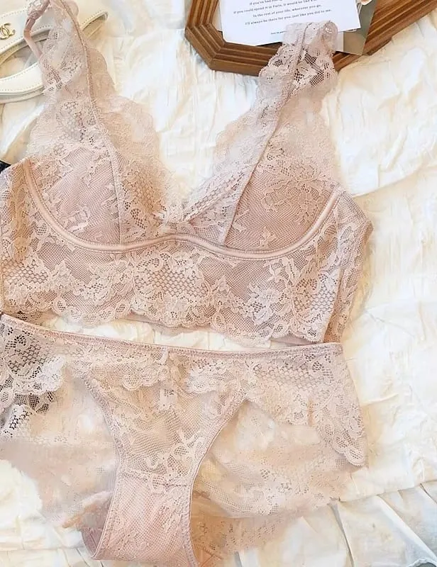 Lace Bralette Set - Wireless Anti Sagging Bra Adjustable Breathable Lingerie No Underwire Comfort Thin Sexy Everyday Wear — image 11