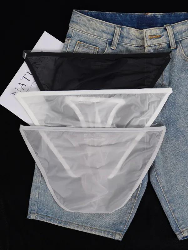 Slip rafraîchissant Ultra-fin en maille de soie glacée pour hommes, 1 pièce, ceinture fine transparente, sous-vêtements quotidiens, offre spéciale, printemps et été — image 5